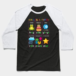 Reading Teacher Reading Specialist Phonics Syllable Types Baseball T-Shirt